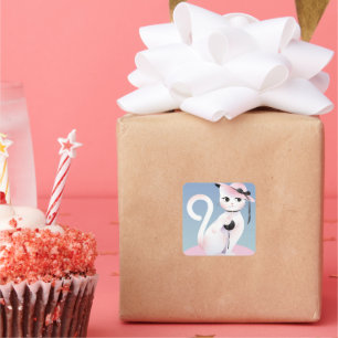 Sticker Carré Lady cat