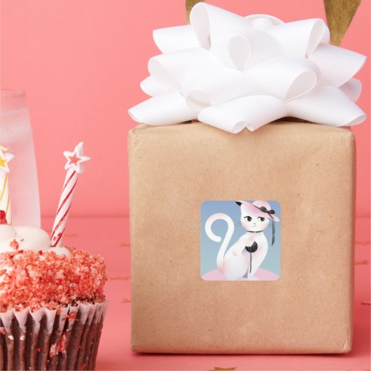 Sticker Carré Lady cat (Fête)