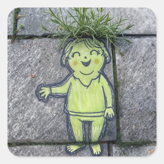 Sticker Carré Lady Chalk Doodle Street Art (Devant)
