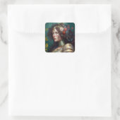 Sticker Carré Lady Knight Warrior Armor Imaginaire Art (Sac)