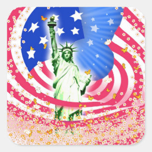 Sticker Carré Lady Liberty, New York