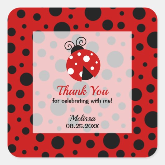 Sticker Carré Ladybug Red Black Frame Pois Merci (Devant)