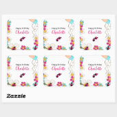 Sticker Carré Ladybugs et Fleurs Fête d'anniversaire (Feuille)