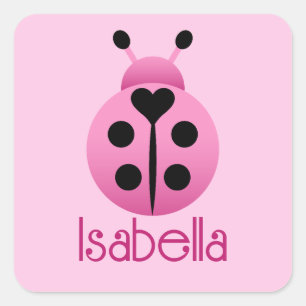 Sticker Carré Ladybugs rose