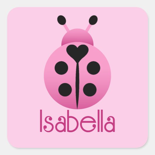 Sticker Carré Ladybugs rose (Devant)