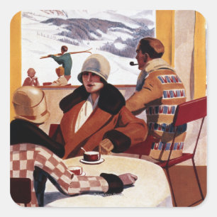 Sticker Carré L'affiche promotionnelle de club incliné