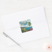 Sticker Carré Lahaina Maui Hawaii Beach Coast Retro (Enveloppe)
