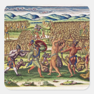 Sticker Carré L'aide française les Indiens dans la bataille