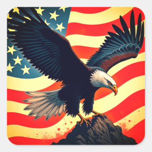 Sticker Carré L'Aigle américain – Héros du ciel ouvert