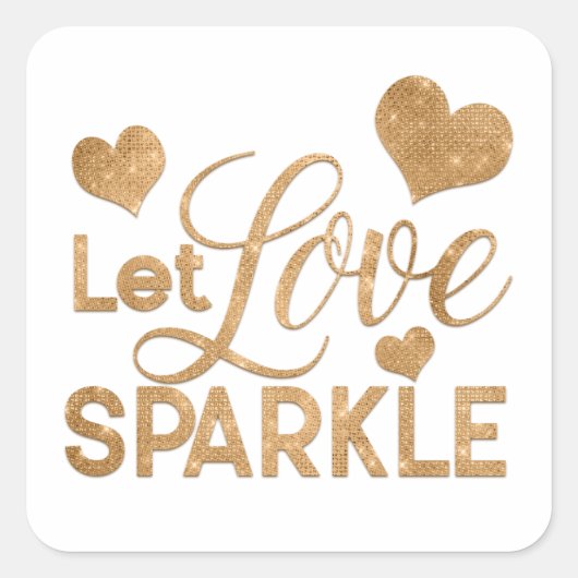 Sticker Carré Laisser Love Sparkle Citer Or Parties scintillant (Devant)