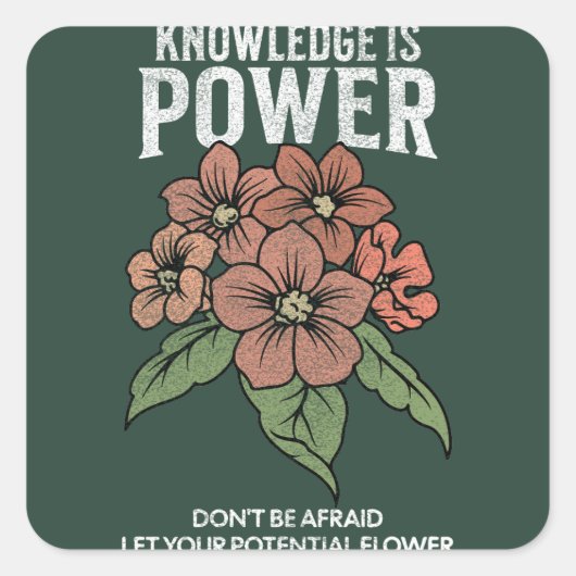 Sticker Carré laisser votre fleur potentielle vintage (Devant)
