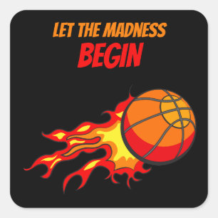 Sticker Carré Laissez la folie commencer, basket-ball volant noi