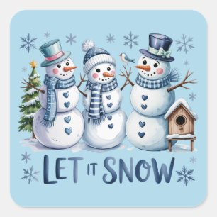 Sticker Carré Laissez Neiger Buffalo Plaid Noël Famille Hiver