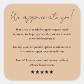 Sticker Carré Laissez-Nous Un Examen Script Merci Rustique (Devant)