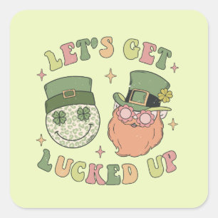 Sticker Carré Laissons la chance - Drôle Leprechaun Clover