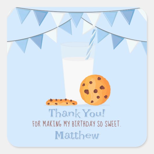 Sticker Carré Lait et cookies (Devant)