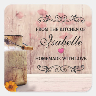 Sticker Carré Lait rustique peut style rustique sur cuisine en b