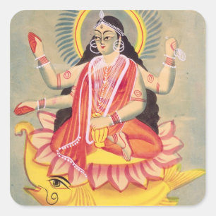 Sticker Carré Laksmi se reposant sur un trône de lotus part,