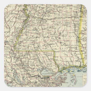 Sticker Carré L'Alabama, Mississippi, Louisiane, Arkansas