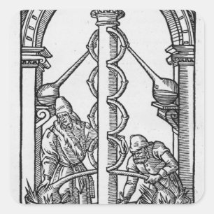 Sticker Carré L'alchimiste au travail