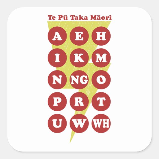 Sticker Carré L'alphabet maori Pu Taka (Devant)