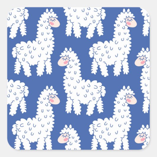 Sticker Carré Lama alpaca, motif vintage (Devant)