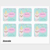 STICKER CARRÉ LAMA COULEUR PASTEL CUTE ANNIVERSAIRE (Feuille)
