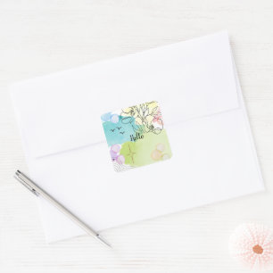 Sticker Carré Lamantin avec un cadre élégant sur des enveloppes