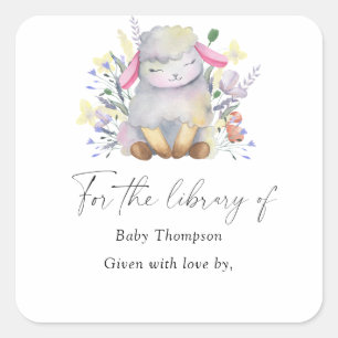 Sticker Carré Lamb - Baby shower, livres pour bébé