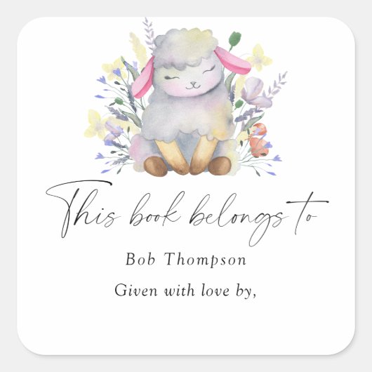 Sticker Carré Lamb - ce livre appartient à (Devant)
