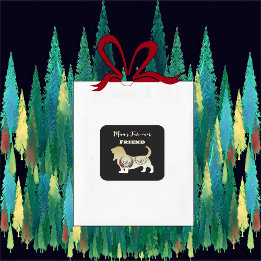 Sticker Carré L'ami d'or de chien de Mans décoration d'art folkl