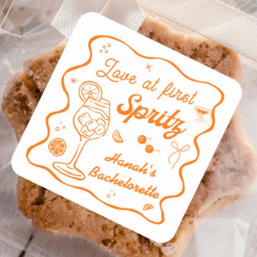 Sticker Carré L'amour au premier spritz Enterrement de vie de je