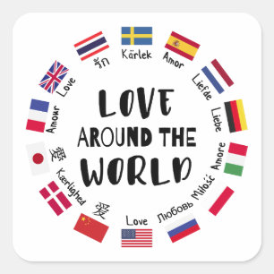 Sticker Carré L'amour autour des langues du monde 