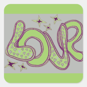 Sticker Carré L'amour dans le style années 1960