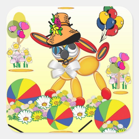 Sticker Carré L'amour des chiots (Devant)