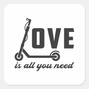 Sticker Carré L'Amour Du Pilote De Scooter Est Tout Ce Dont Vous