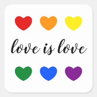 Sticker Carré L'amour du texte personnalisé est l'amour LGBT Rai