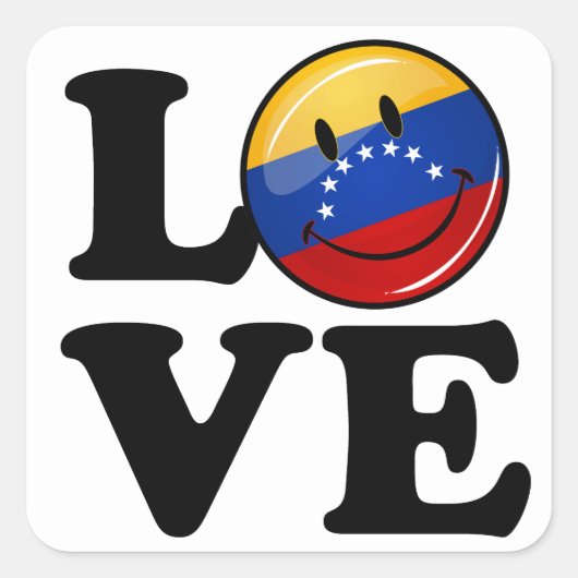 Sticker Carré L'amour du Venezuela, drapeau souriant (Devant)