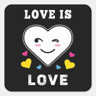 Sticker Carré L'Amour Du Visage Du Coeur Est L'Amour LGBTQ Pride