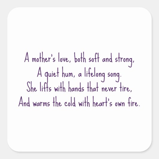 Sticker Carré L'amour d'une mère (Devant)