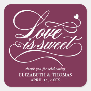 STICKER CARRÉ L'AMOUR ÉLÉGANT CLASSÉ EST DES BÂTIMENTS DE MARIAG