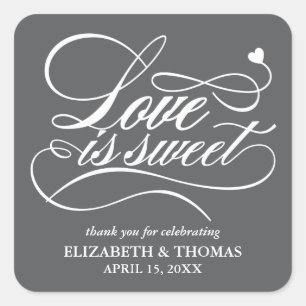 STICKER CARRÉ L'AMOUR ÉLÉGANT CLASSÉ EST DES BÂTIMENTS DE MARIAG