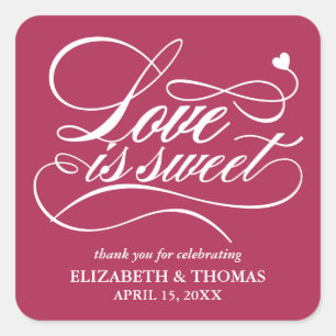 STICKER CARRÉ L'AMOUR ÉLÉGANT CLASSÉ EST DES BÂTIMENTS DE MARIAG