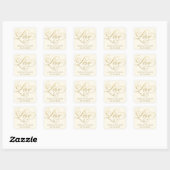 Sticker Carré L'amour en or Script Mariage ivoire Monogramme (Feuille)