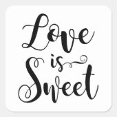 Sticker Carré L'amour est doux Noir manuscrit Mariage de script (Devant)