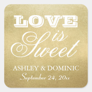Sticker Carré L'amour est le Mariage or doux Monogramme