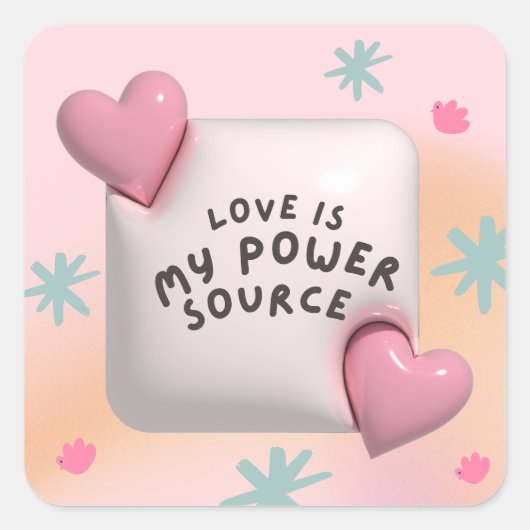Sticker Carré L'amour est ma source d'énergie (Devant)