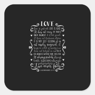 Sticker Carré L'amour est patient, l'amour est gentil Citation c
