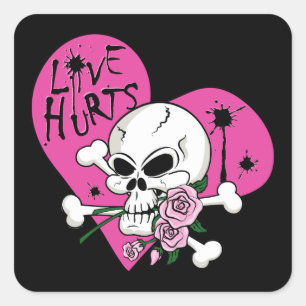 Sticker Carré L'amour fait mal au crâne