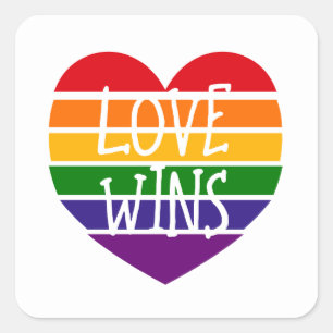 Sticker Carré L'amour gagne Rainbow Pride Coeur